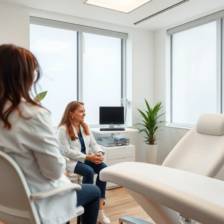 Clinical consultation room prepared for a hormone optimization session